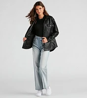 Trendsetting Vibes Faux Leather Shacket