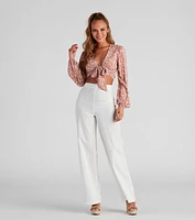 See Me Bloom Floral Tie Front Top