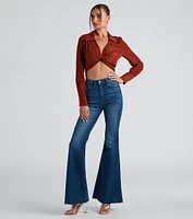 Portrait Mode Tie-Front Poplin Top