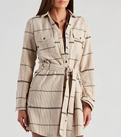 Big Apple Corduroy Plaid Trench Coat