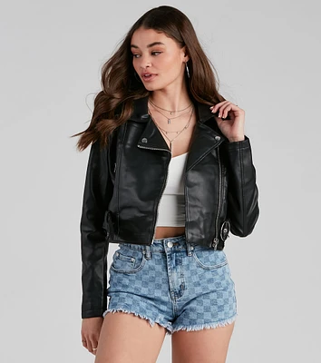 Edgy Chic Belted Moto Jacket