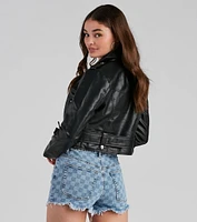 Edgy Chic Belted Moto Jacket