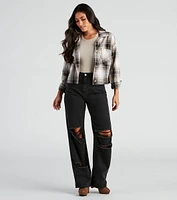 Chill Temps Plaid Crop Shacket