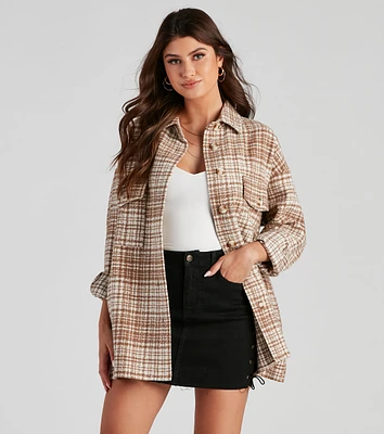 Off The Grid Plaid Woven Shacket