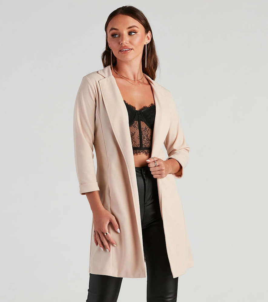 Boss Moves Crepe Long Line Blazer