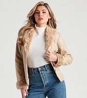 Utterly Fab Faux Fur Leather Blazer