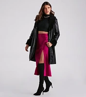 Layered Luxe Faux Leather Trench Coat