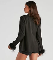 Feelin' Fancy Feather Trim Blazer