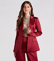 Elevated Details Sleek Satin Blazer