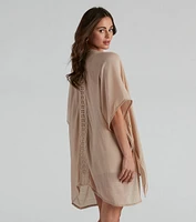 Breezy Chic Crochet Trim Kimono