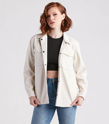 Hey Cool Girl Faux Leather Shacket