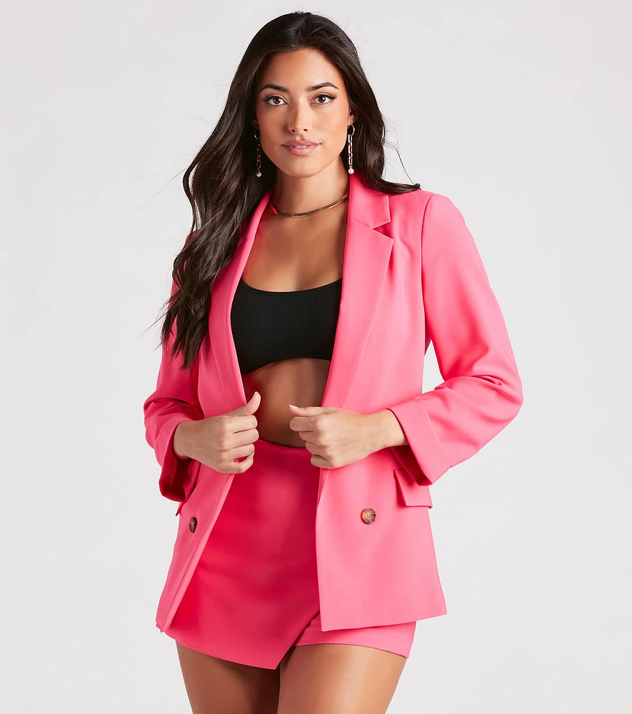 Business-Chic Double-Breasted Blazer
