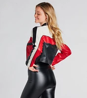 Ride Style Faux Leather Moto Crop Jacket