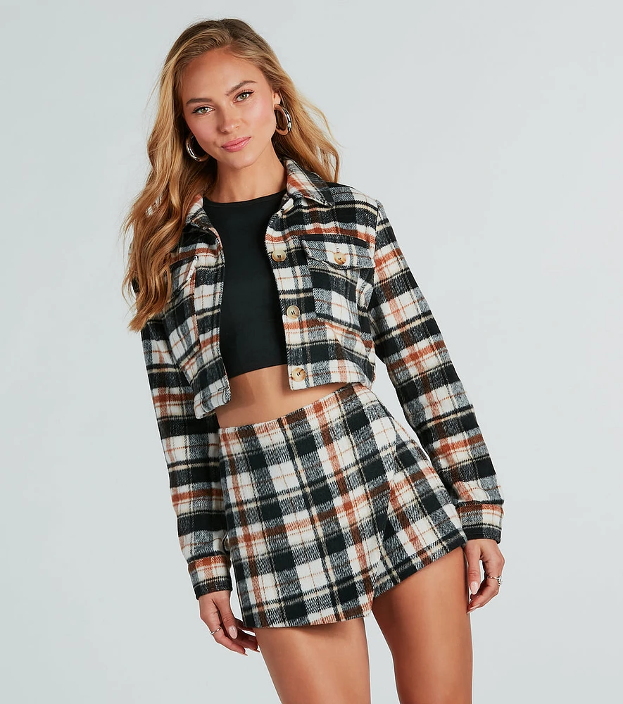 Cozy Trend Plaid Crop Shacket