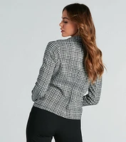 Uptown Attitude Plaid Crop Blazer