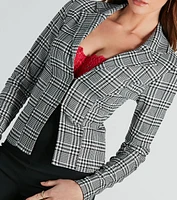 Uptown Attitude Plaid Crop Blazer