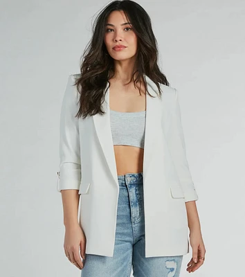 Roll Up Your Sleeves Collar Oversized Crepe Blazer