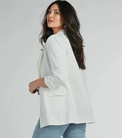 Roll Up Your Sleeves Collar Oversized Crepe Blazer