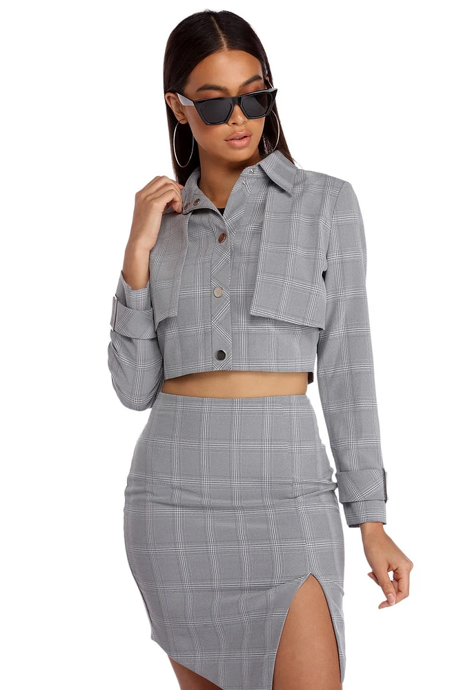 Plaid Attractive Cropped Jacket