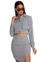 Plaid Attractive Cropped Jacket