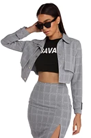 Plaid Attractive Cropped Jacket