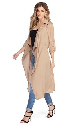 Day Chic Draped Trench Coat