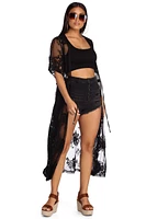 Tie Waist Lace Duster