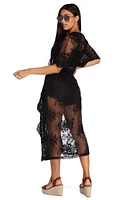 Tie Waist Lace Duster