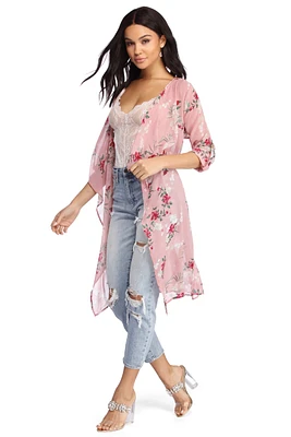 Flowy Floral Chiffon Duster