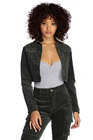 Cropped Corduroy Button Up Jacket