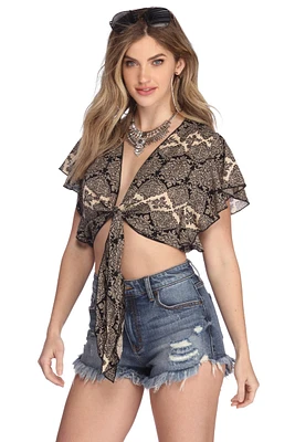 Boho Vibes Tie Front Top