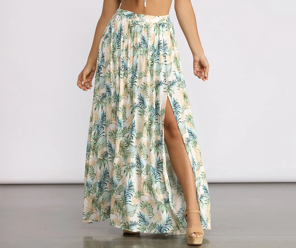 Tropical Babe High Slit Maxi Skirt