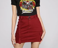 Belted Cargo Chic Mini Skirt