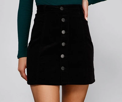 Endless Chic Button Down Corduroy Mini Skirt