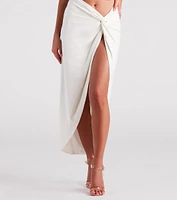 Summer Nights Linen High Slit Midi Skirt