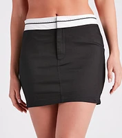 Back To Cute Foldover Twill Mini Skirt