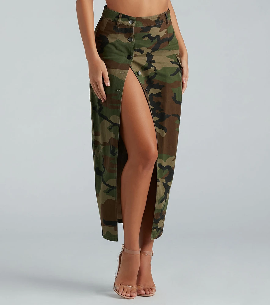 Commander Cute Camouflage Cargo Maxi Skirt