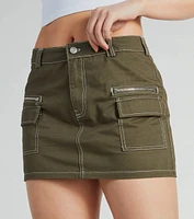 Trendsetting Confidence High Rise Cargo Mini Skirt