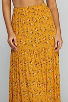 Golden Glow Floral Maxi Skirt