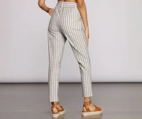 Linen Stripe Tapered Pants