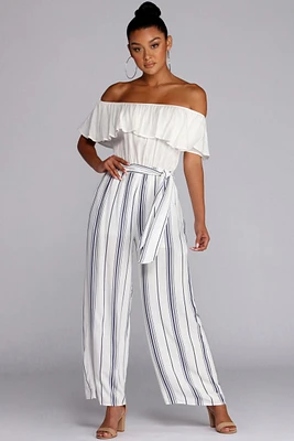 Fluttery Feels Striped Jumpsuit