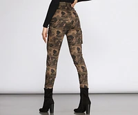 High Waist Belted Skinny Cargo Pants