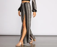 Boho Flow Front Slit Wide Leg Pants