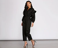 Jump The Gun Puff Sleeve Jumpsuit