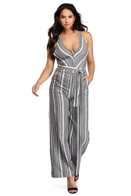 Striped For Success Jumpsuit