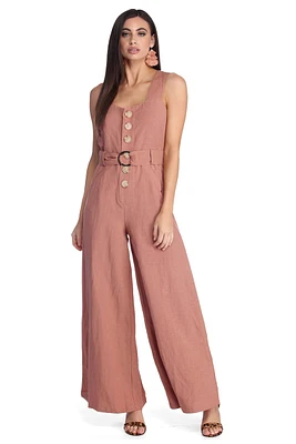 Button Detail Wide Leg Jumpsuit