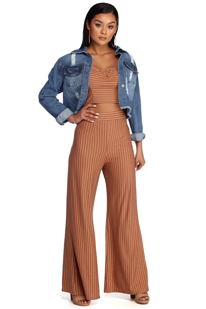 All About The Stripes Wide Leg Pants