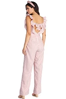 Ruffled And Striped Jumpsuit