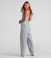 Seasonal Stripe Halter Linen Jumpsuit