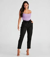 Trendy And Tapered High Waist Paperbag Pants